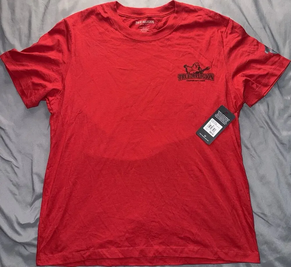 True Religion Buddha TR Arch SS Tee Graphic Logo Short Sleeve Crew Neck Red XL